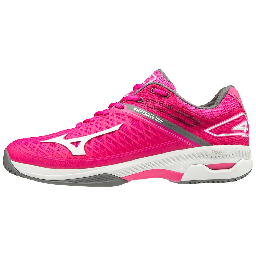 Mizuno Wave Exceed Tour 4 AC - Bayan Tenis Ayakkabısı - Pembe/Beyaz Türkiye (UNZOXD-840)